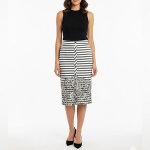 NWT Johanna Ortiz Tanzania Striped Lace Panel Cotton Blend Skirt Sz 4